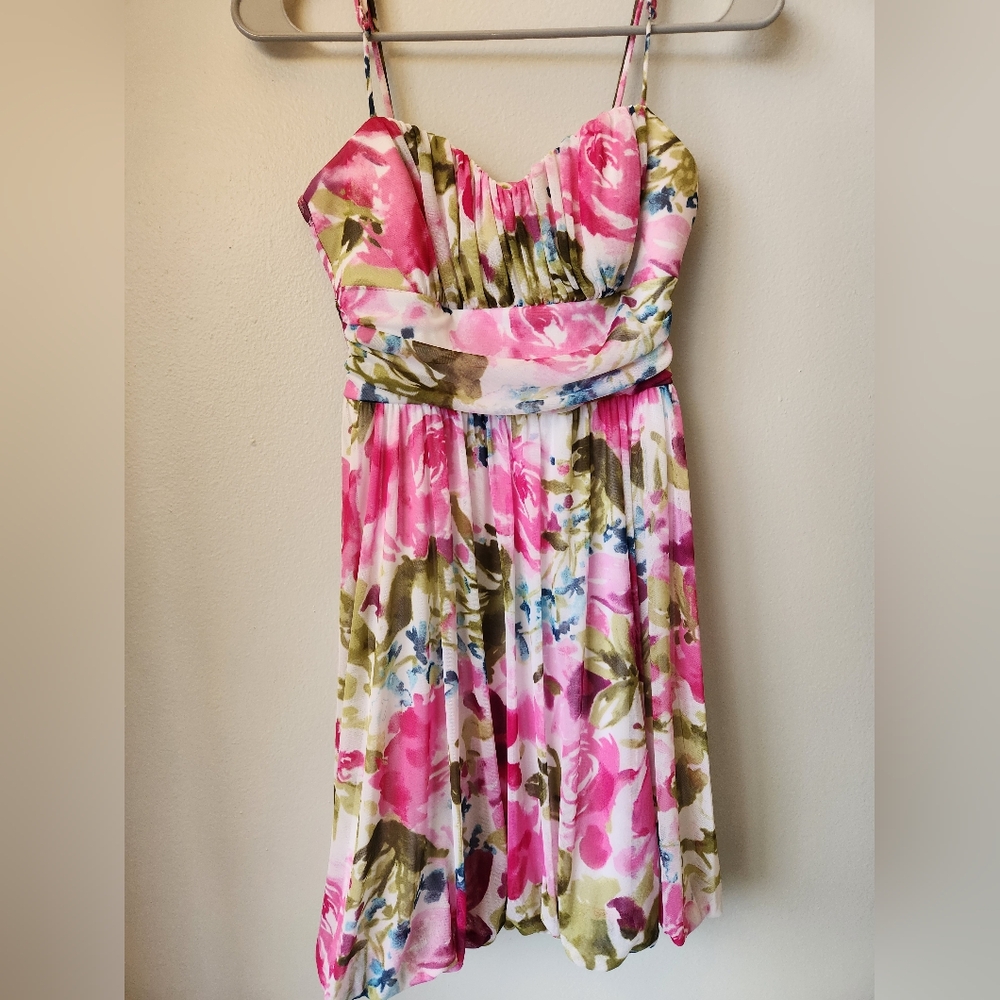 Floral Pink and Green Dress